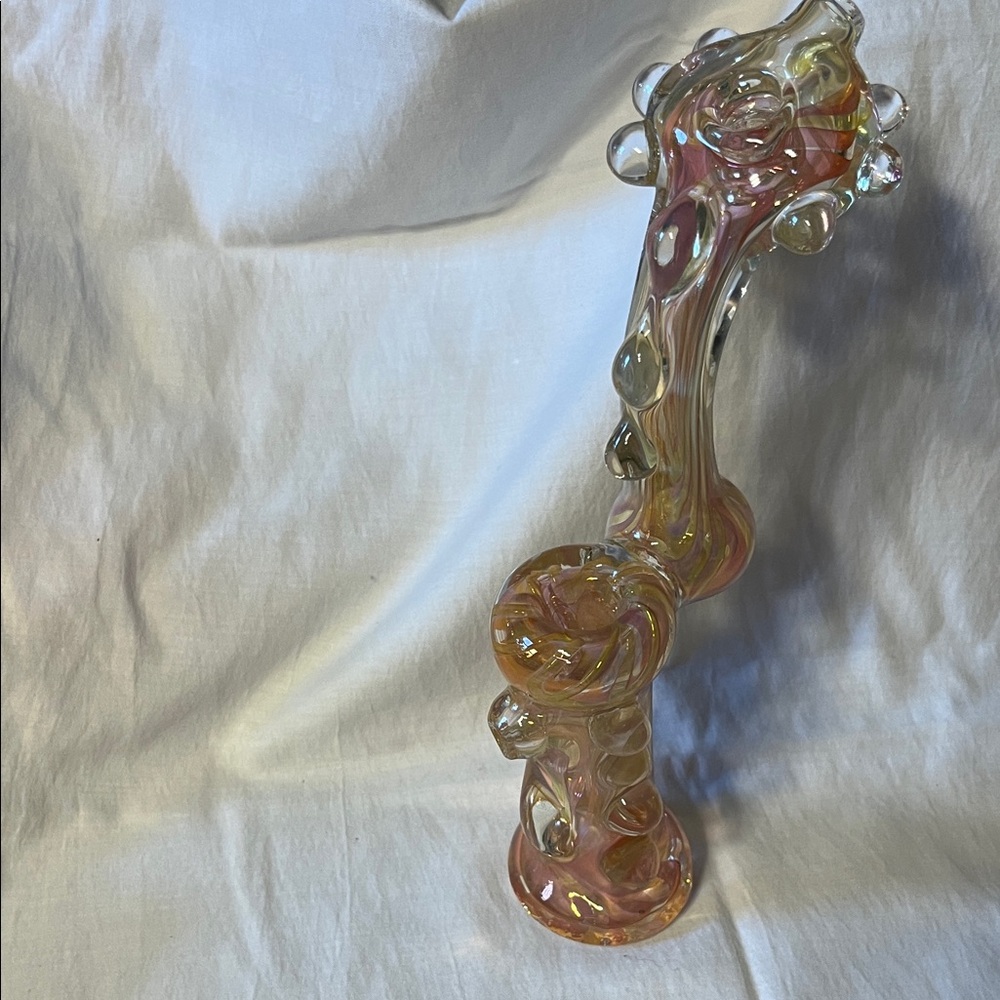 Elegant Glass Art Accessory in Pink and Gold
